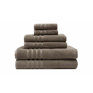 6pc Soft & Plush Café Brown Bamboo Cotton Bathroom Towel Set- NEW